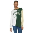 thumbnail image 1 of Women's Tommy Jeans White/Hunter Green Milwaukee Bucks Amelia Color Blocked Long Sleeve T-Shirt, 1 of 3