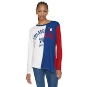 Womens Tommy Jeans White/Royal Philadelphia 76ers Amelia Color Blocked Long Sleeve T-Shirt