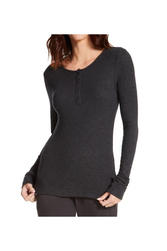 Women's Tommy John 1001901 Second Skin Lounge Henley (Charcoal Heather M)