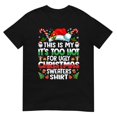 thumbnail image 1 of Women's Too Hot Christmas Shirt Graphic Breathable T Shirt Cotton Short Sleeve Round Neck Top Black S-5XL, 1 of 5