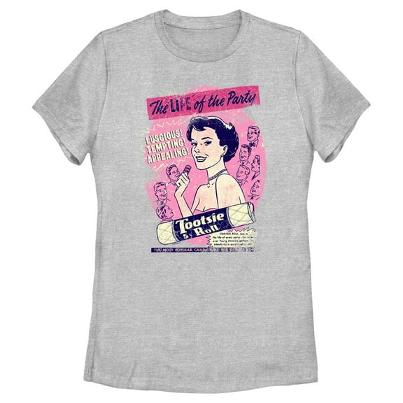 Women's Tootsie Roll Vintage Life of the Party Ad Graphic Tee Athletic Heather Large