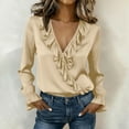 thumbnail image 1 of Women's Top, 2026 New Casual Lace Pleated V-neck Shirt Top, Polyester Fabric for Women, Stylish and Fashionable Casual Blouse for Various Occasions., 1 of 7
