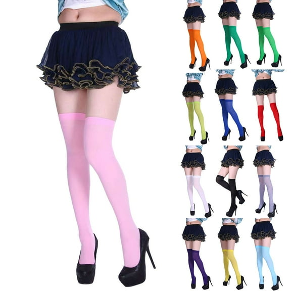 Women's Top Black Thigh High Sheer Stockings,Solid Hue Long stockings for women