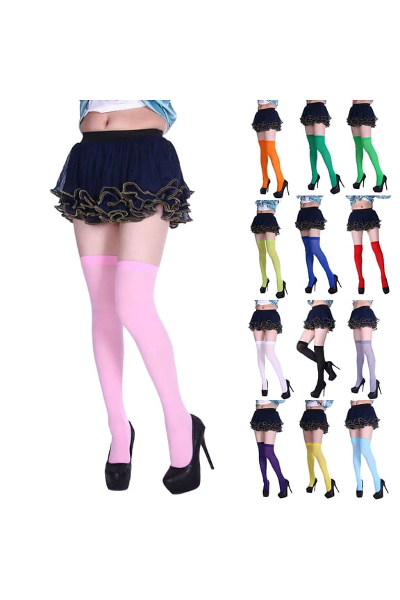 Women's Top Black Thigh High Sheer Stockings,Solid Hue Long stockings for women