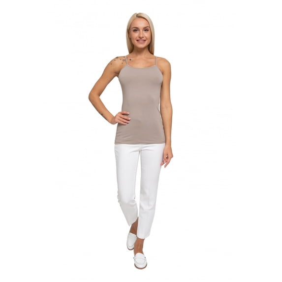 Women's Top Camisole Scoopneck with Straps, M, Dust, by Ambesonne