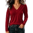 Women's Top Fall V-Neck For Women With Buttoned Cuff Thermal Long ...