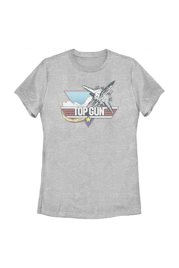 Women's Top Gun Distressed Fighter Jet Logo  Graphic T-Shirt