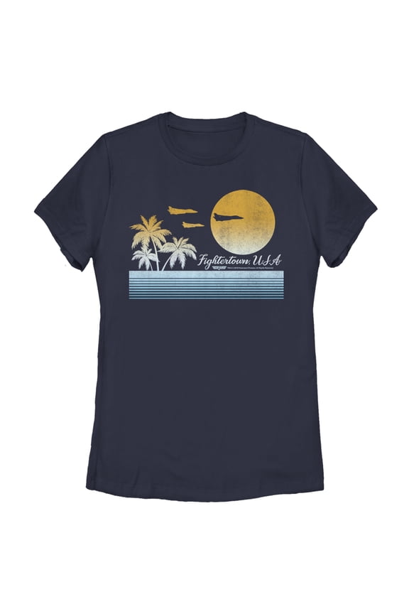 Women's Top Gun Retro Landscape Fightertown, USA Graphic T-Shirt