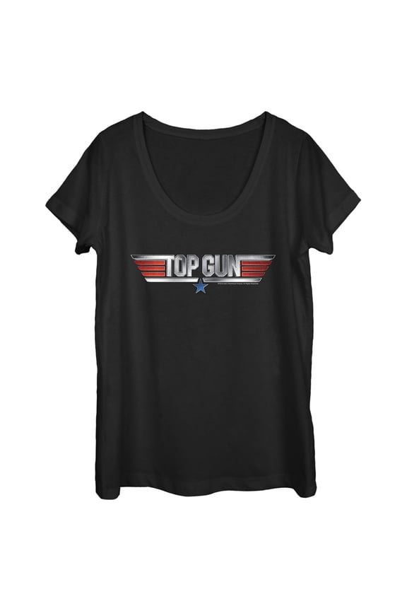 Women's Top Gun Shiny 3D Logo  Scoop Neck