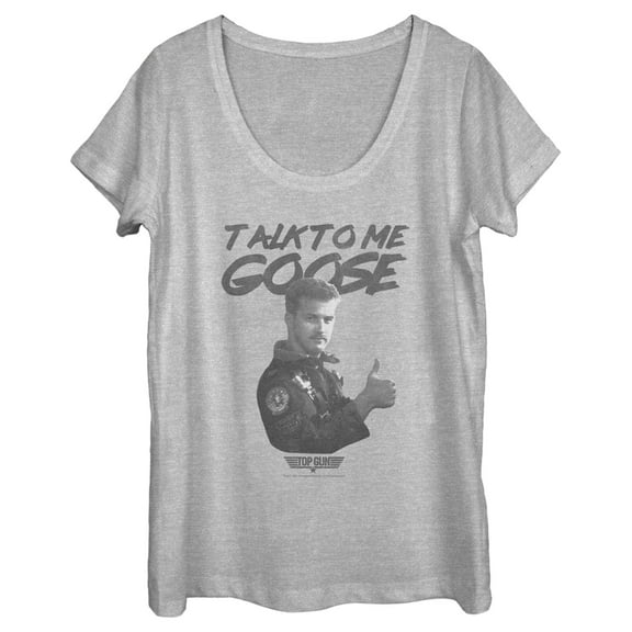 Women's Top Gun Talk to Me Goose Thumbs Up  Scoop Neck