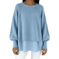thumbnail image 1 of Women's Top Long Sleeve Round Neck Solid Oversized Loose Ribbed Hem Knitted Sweater, 1 of 5