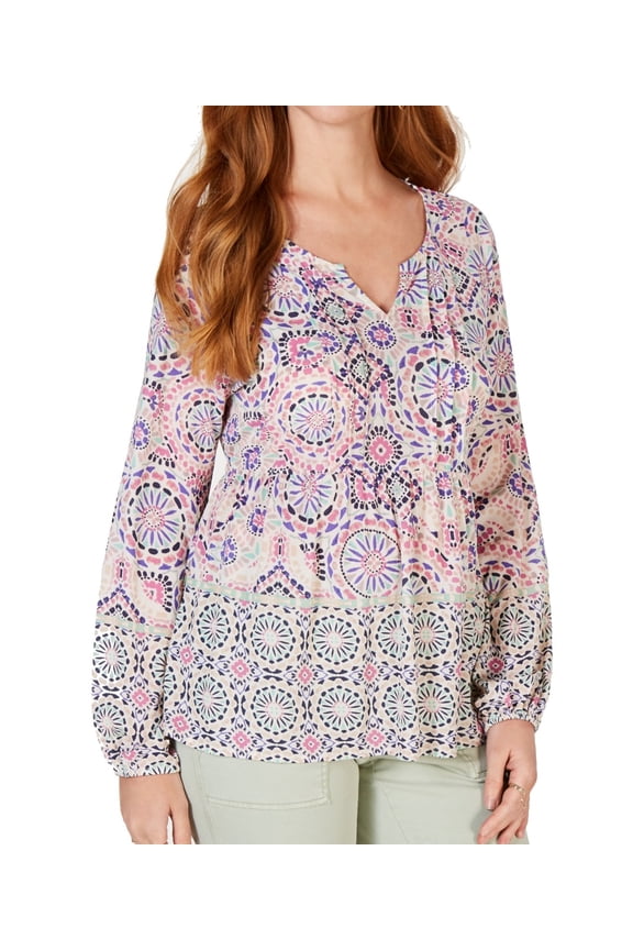 Women's Top Medium Petite Knit Split Neck PM