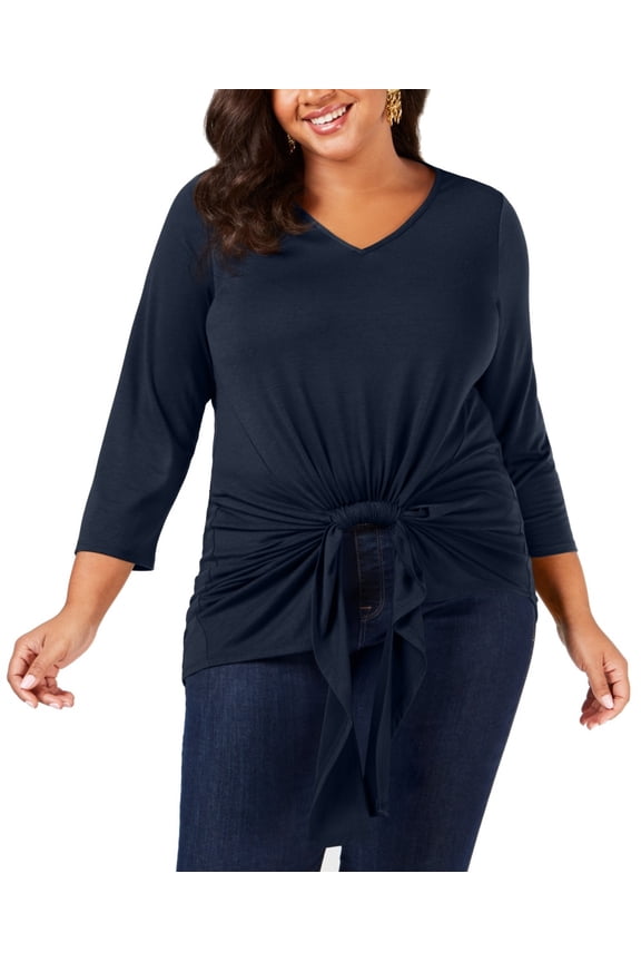 Women's Top Midnight Plus Knit Knot Front 1X