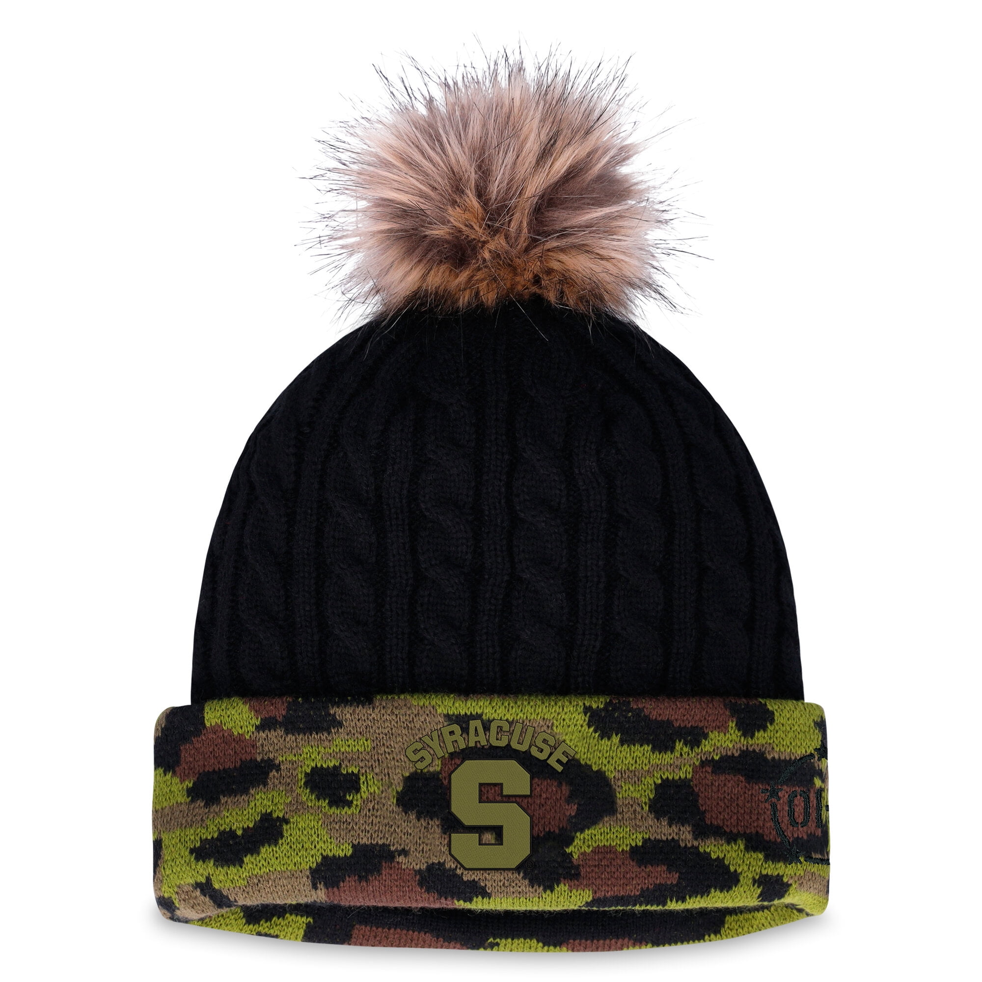 Women's Top of the World Black Syracuse Orange OHT Military Appreciation Cuffed Knit Hat with Pom