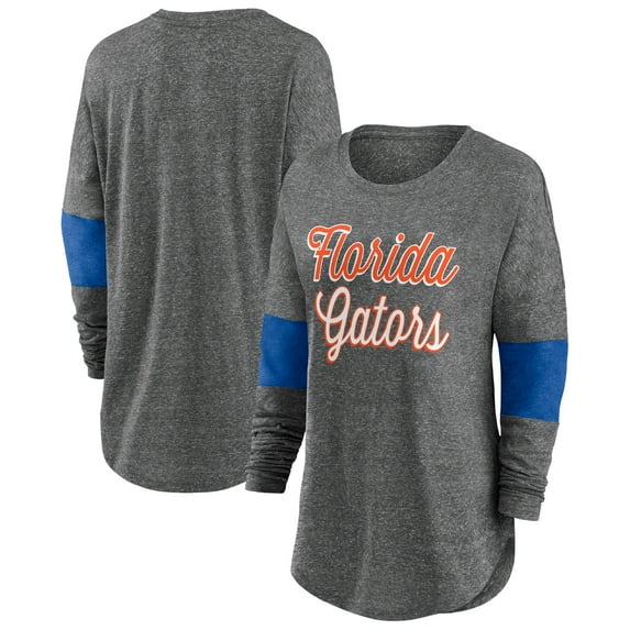 Women's Top of the World Heather Charcoal Florida Gators Bubble Screen Long Sleeve T-Shirt
