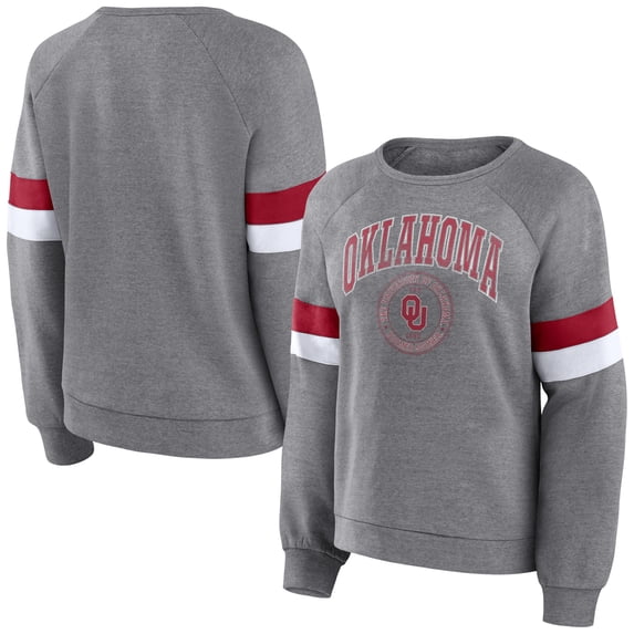 Women's Top of the World Heathered Gray Oklahoma Sooners Selected First Raglan Pullover Sweatshirt