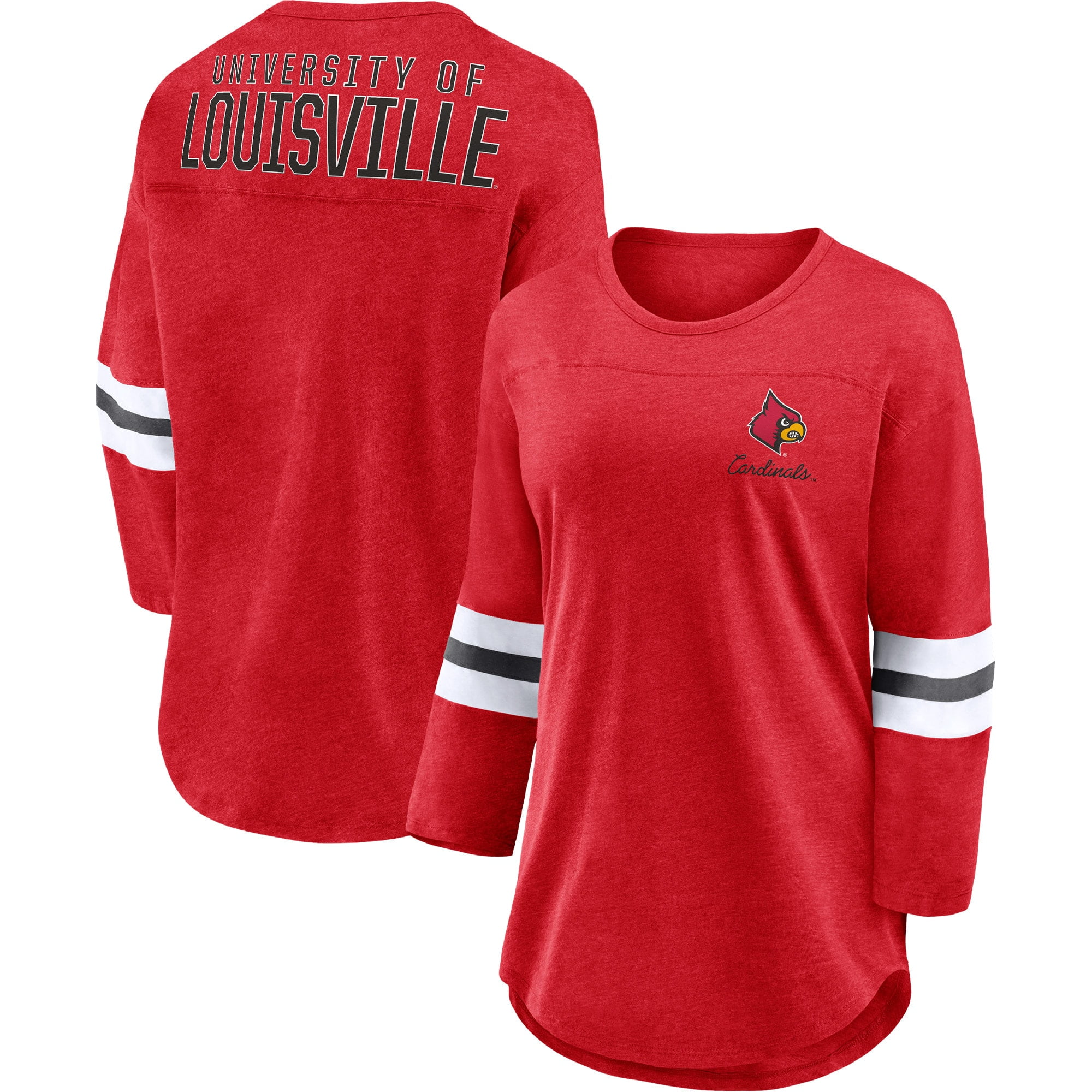 Louisville Cardinals Fanatics Branded Women's Campus Long Sleeve V-Neck T- Shirt - White