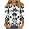 thumbnail image 1 of Women's Tops 3/4 Sleeve 3/4 Length Sleeve Womens Tops 3xl Womens T Shirts Graphic Tees womens 3/4 length sleeve tee shirts My Items, 1 of 5