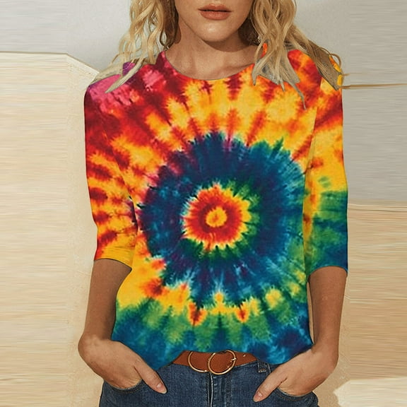 Women's Tops 3/4 Sleeve Petite Summer Tees for Teens Women Summer Blouses T Shirts for Women Loose Fit Graphic Pack