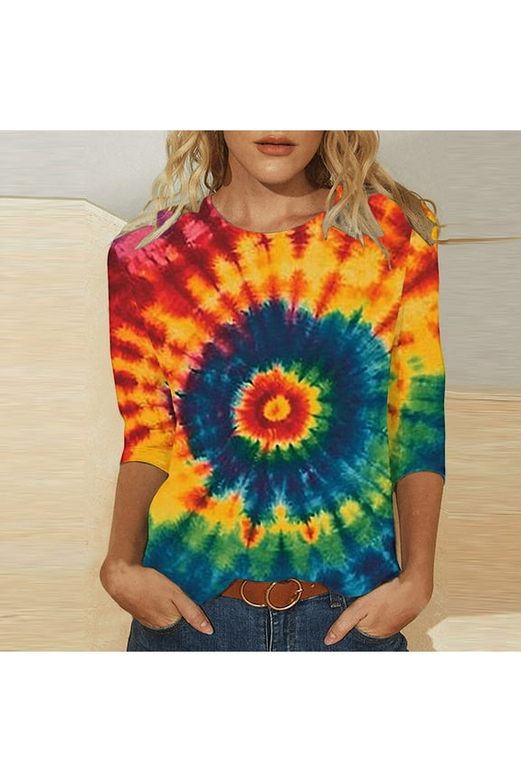 Women's Tops 3/4 Sleeve Petite Summer Tees for Teens Women Summer Blouses T Shirts for Women Loose Fit Graphic Pack