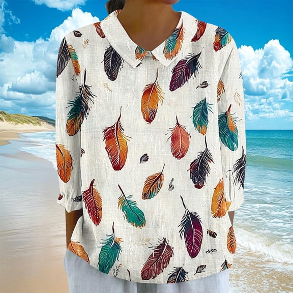Women's Tops 3/4 Sleeve Print Womens Graphic Tees Vintage Summer Tops with Sleeves for Women 2025 Vacation Plus Size Tops for Women my orders