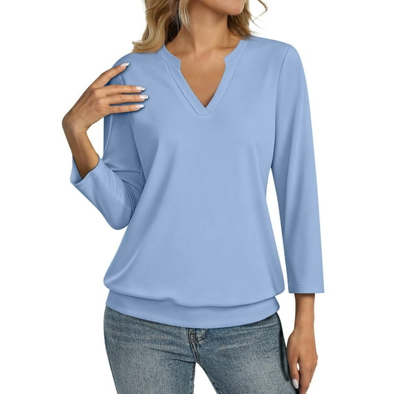 Women's Tops 3/4 Sleeves Business Casual Dressy Elegant Blouses Loose Shirts White XL