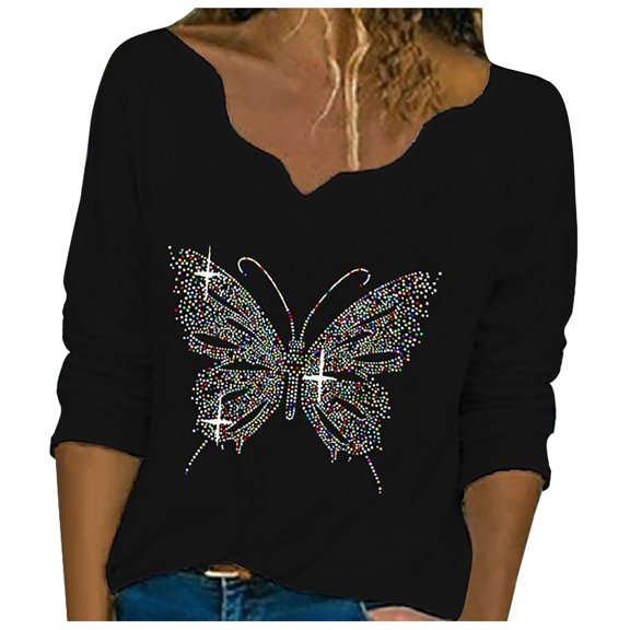Women's Tops Casual Christmas Print Lace Long Sleeve Embroiderys Plus Size Women Blouses,Black,M