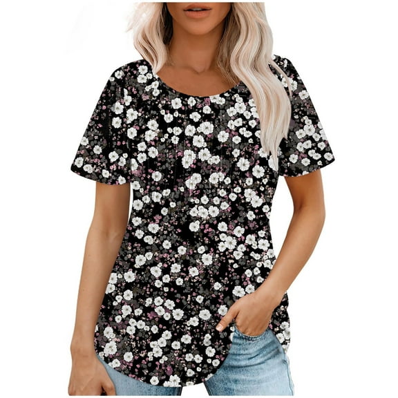 Women's Tops Casual Loose Fit Cute Tops Summer Pink Fitted Tshirts Shirts Organic Cotton Black Blouses