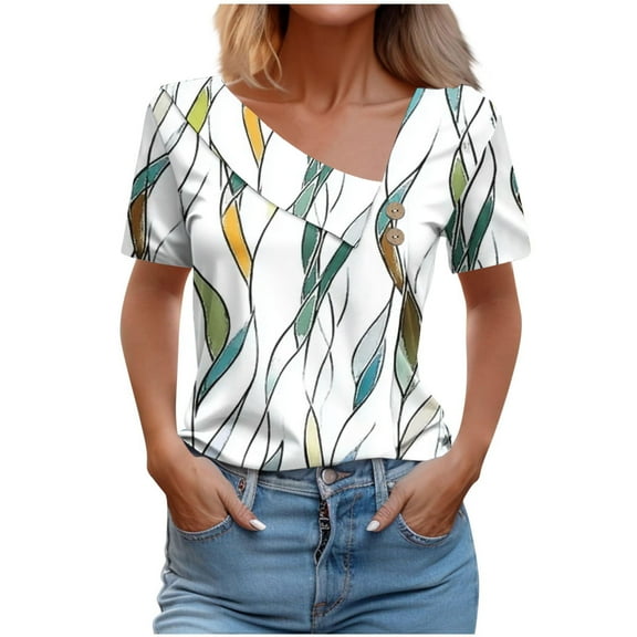 Women's Tops Casual Loose Fit Tops Dressy Blouses Casual Graphic Tshirts Shirts Funny White Blouse Under Blazer Dressy