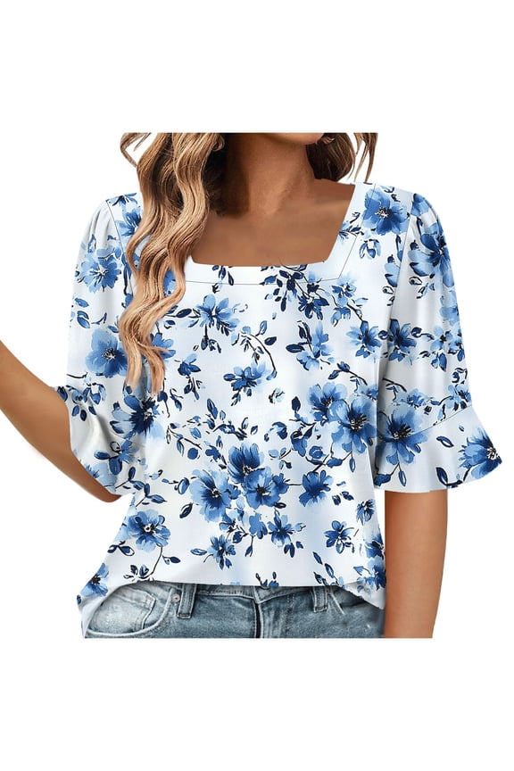 Women's Tops Casual Loose Fit Tops Plus Size 2X Tshirts Shirts Cotton Plain Work Blouses Office Professional