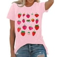 thumbnail image 1 of Women's Tops Casual Loose Printed Short Sleeve T Shirt Plus Size Blouses,Pink,M, 1 of 4