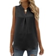 thumbnail image 1 of Women's Tops Chiffon V Neck Sleeveless Blouse Casual Solid Shirts, 1 of 5