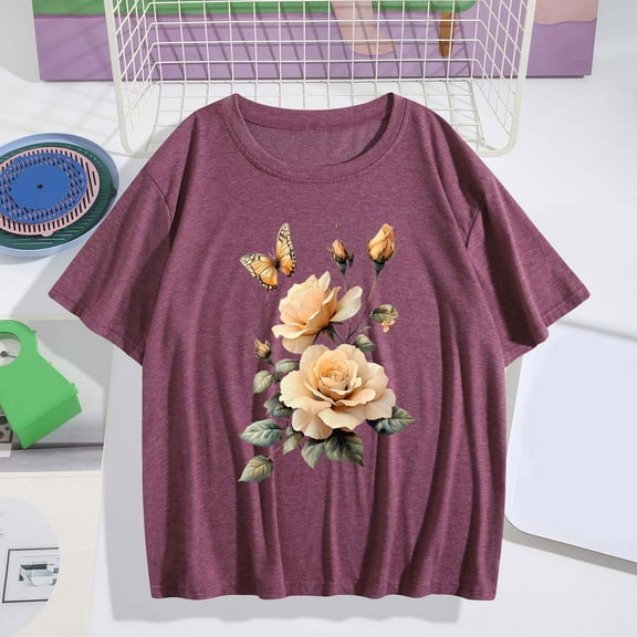 Women's Tops Under $10 Free Shipping Printed Short Sleeved T-shirt