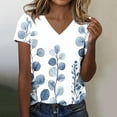thumbnail image 1 of Women's Tops Under $10 Free Shipping Summer Short Sleeve Print Short Sleeve V-Neck Blouses, 1 of 4