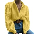 thumbnail image 1 of Women's Tops Dressy 2026 Button Down Lapel Shirts Hollowed Out Long Sleeve Work Blouse Floral Formal Outfits, 1 of 9