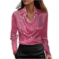 thumbnail image 1 of Women's Tops Dressy 2026 Cowl Neck Shirt Long Sleeve Blouse Business Work Tops Dressy Casual Floral Outfits, 1 of 1