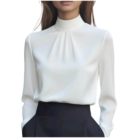 Women's Tops Dressy 2026 Solid Color Satin Blouse Business Work Tops V Neck Shirts Long Sleeve Summer Tops