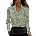thumbnail image 1 of Women's Tops Dressy 2026 Trendy Satin Tops Cowl Neck Shirts Long Sleeve Teacher Clothes Office Business Outfits, 1 of 5