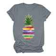 thumbnail image 1 of Women's Tops Dressy Casual Vintage Short Sleeve Tunic Tops Loose Fit Flowy Fashion Beach Style Basic T-Shirts Round Neck Blouse Sunset Graphic Tees Summer Clothes for Teen Girls Gray T Shirts XXL, 1 of 3