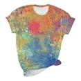 thumbnail image 1 of Women's Tops Dressy Casual Vintage Tie Dye Ombre Short Sleeve Tunic Tops Loose Fit Flowy Round Neck Blouse Summer Clothes for Teen Girls Fashion 2024 Comfy Casual Shirts Multicolor T Shirts S, 1 of 6