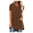 thumbnail image 1 of Women's Tops Long Shirt Short Sleeve T-Shirt Oversize Summer O-Neck Tunic Tops Casual Loose Fit Blouse Basic Tee, 1 of 4
