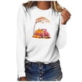 thumbnail image 1 of Women's Tops Long Sleeve Crewneck Graphic Print Casual Sweatshirts Fashion Work Office Pullover Shirts (L, White), 1 of 3