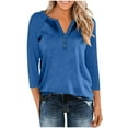 thumbnail image 1 of Women's Tops Long Sleeve Plus Size Button V-neck Three Quarter Sleeve 3/4 Sleeve Raglan T-shirt Loose Top, 1 of 8