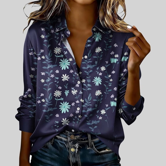 Women's Tops Long Sleeve Plus Size Print Fashionable Shirt