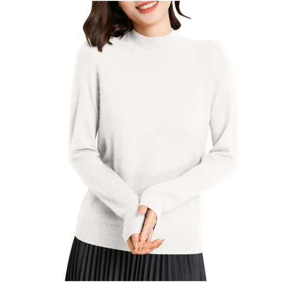 Women's Tops Long Sleeve Pullover Top High Neck Undershirt Knit Blouses Casual Layering Tees