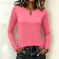 thumbnail image 1 of Women's Tops Long Sleeve Summer Plus Size Solid Round Neck Casual Blouse Top, 1 of 8
