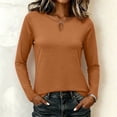 thumbnail image 1 of Women's Tops Long Sleeve Summer Plus Size Solid Round Neck Casual Blouse Top, 1 of 8