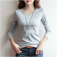 thumbnail image 1 of Women's Tops Long Sleeve Under $10 Free Shipping Fashionable Solid Color T-shirt Round Neck Top/shirt, 1 of 4