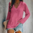 thumbnail image 1 of Women's Tops Long Sleeve V Neck Under $10 Fashion Loose Long Sleeve Blouse V-Neck Casual Pullover Tops Blouses, 1 of 4