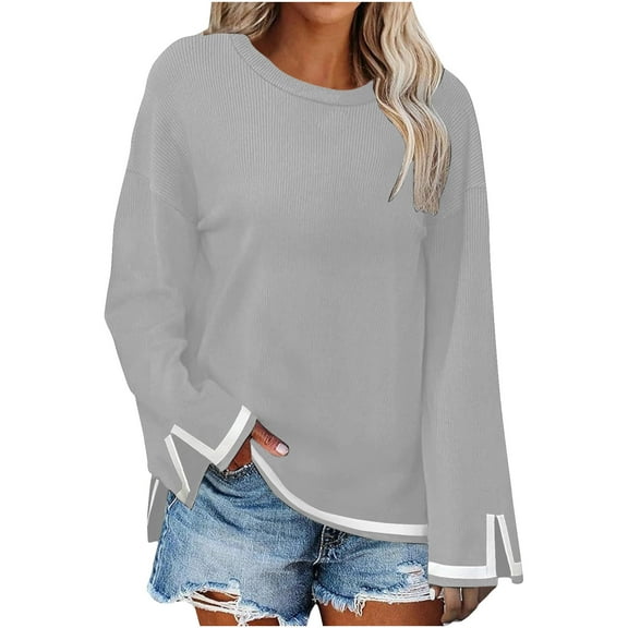 Women's Tops Long Sleeve with Split Solid Color Hooded Raglan Sleeve Fashionable Blouses